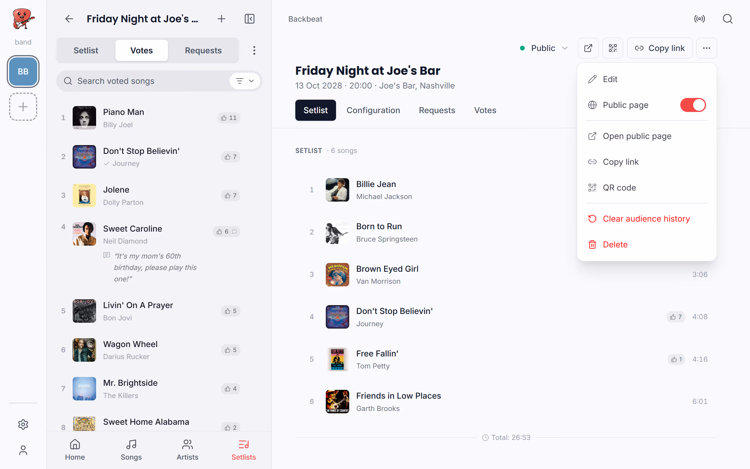 Change a gig's date, time or venue, step by step in the Stage Friend app on a computer