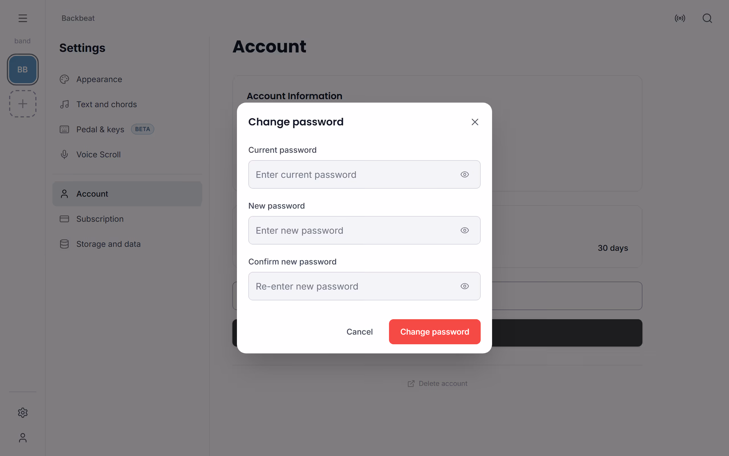 Change your password in the Stage Friend app on a computer
