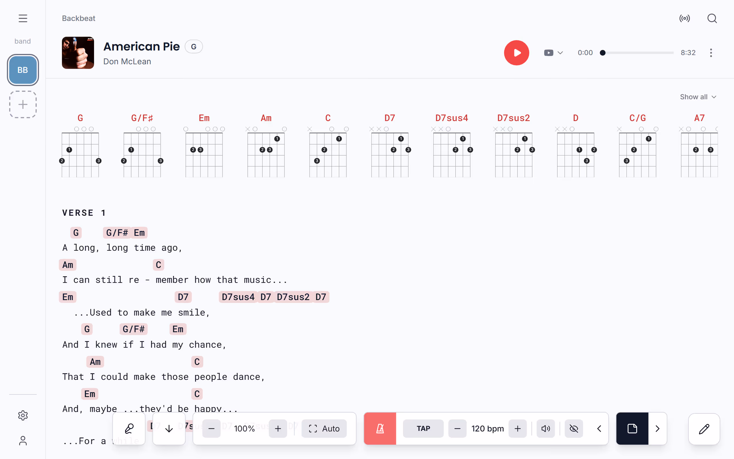 The metronome and its settings in the Stage Friend app on a computer