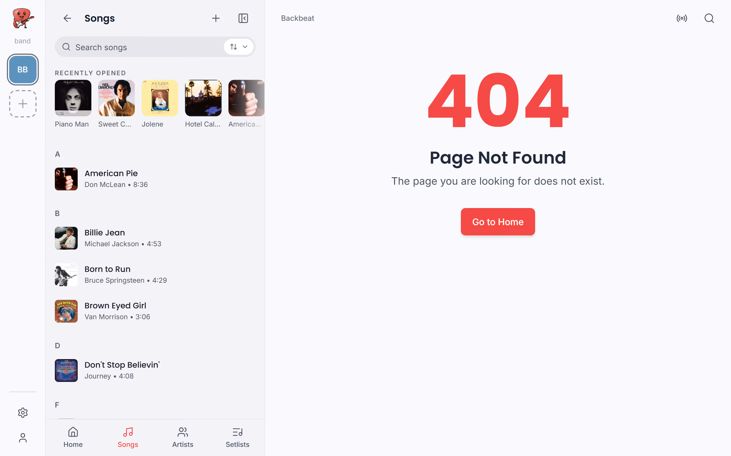 Where Recently opened is in the Stage Friend app on a computer