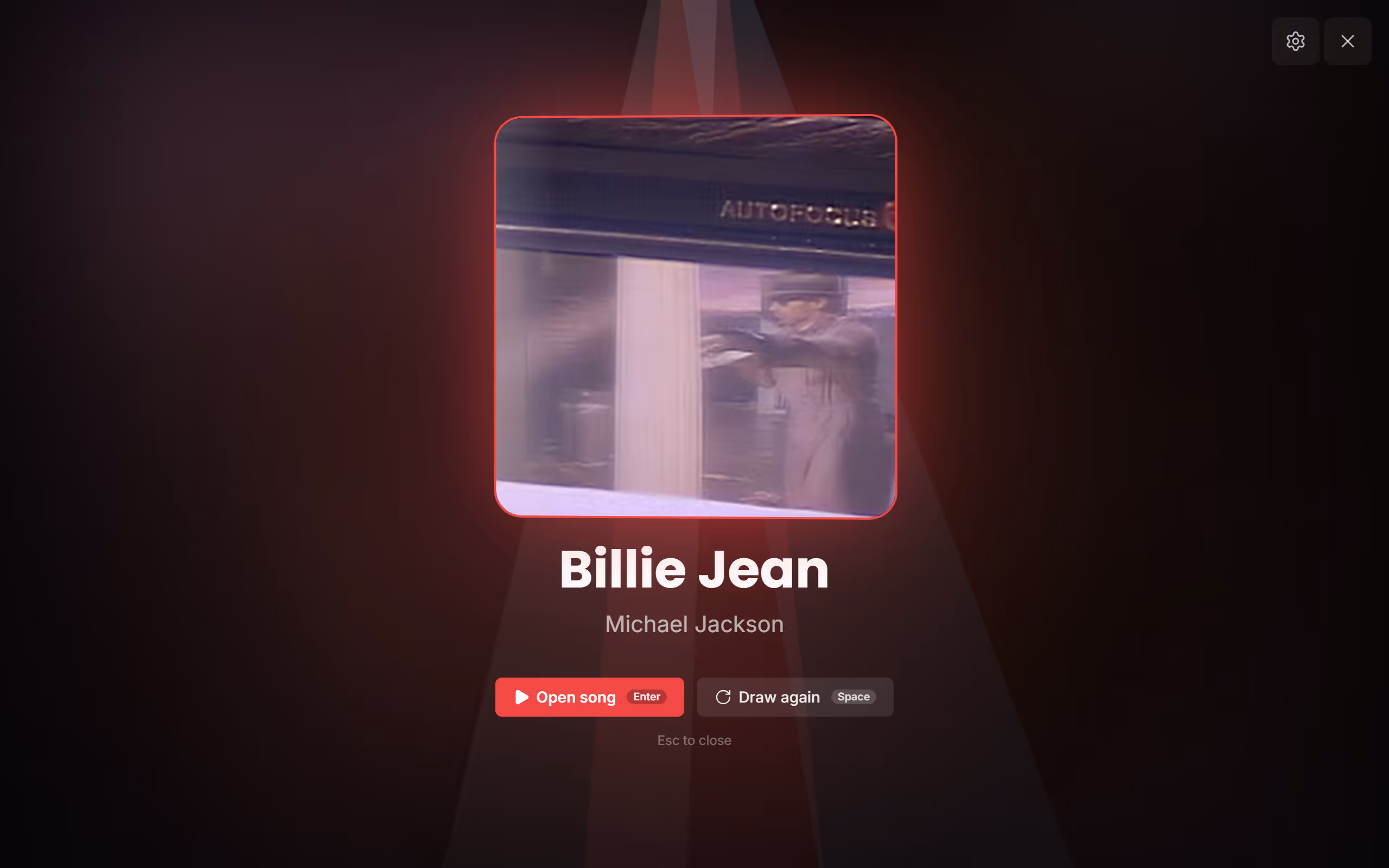 A song drawn at random in the Stage Friend app on a computer