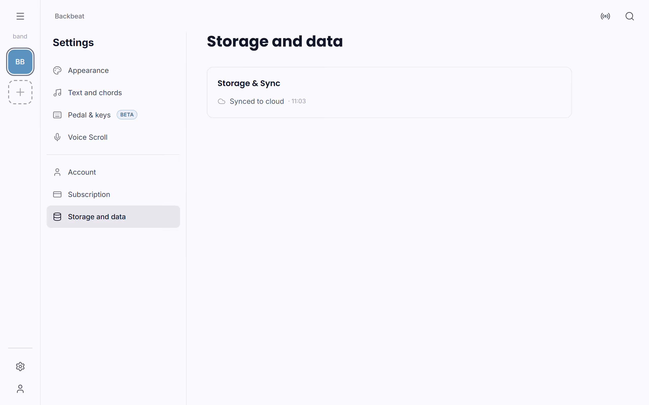 The sync status in the Stage Friend app on a computer