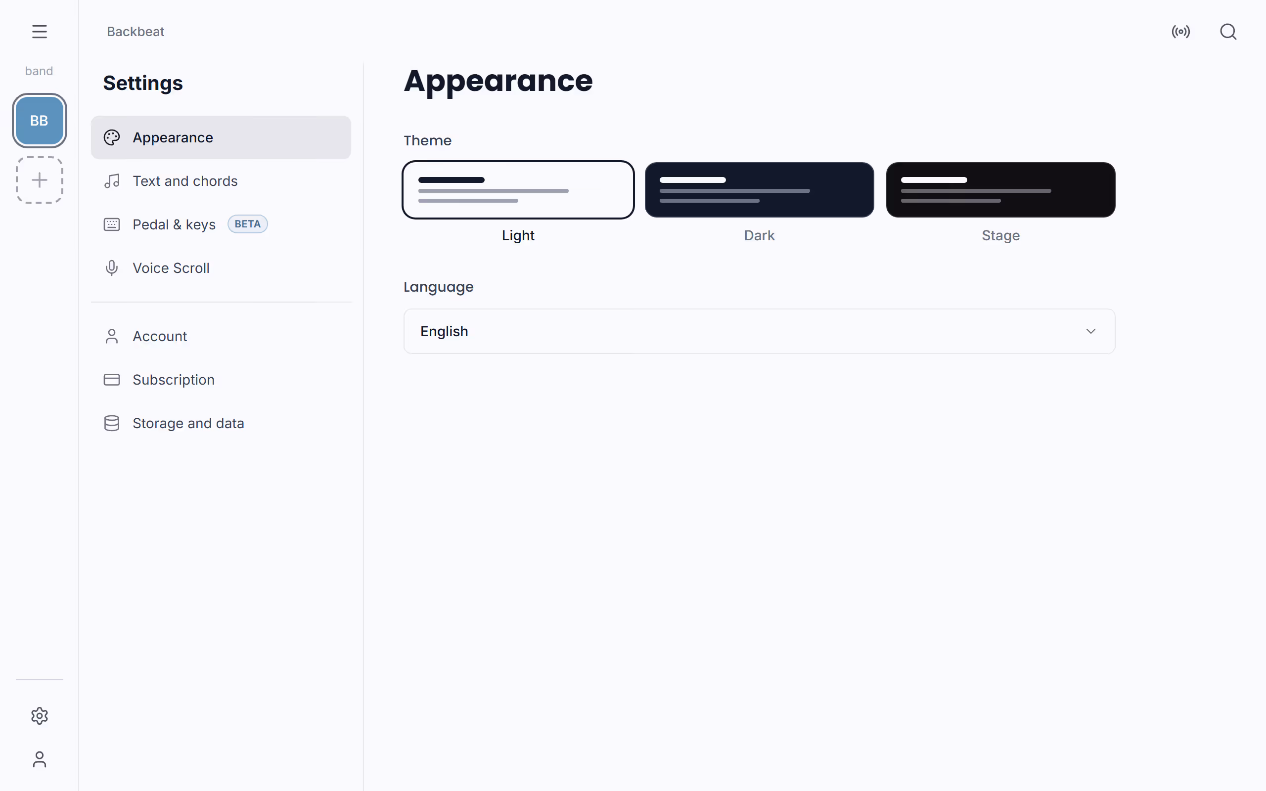 Use the stage theme on a dark stage, step by step in the Stage Friend app on a computer