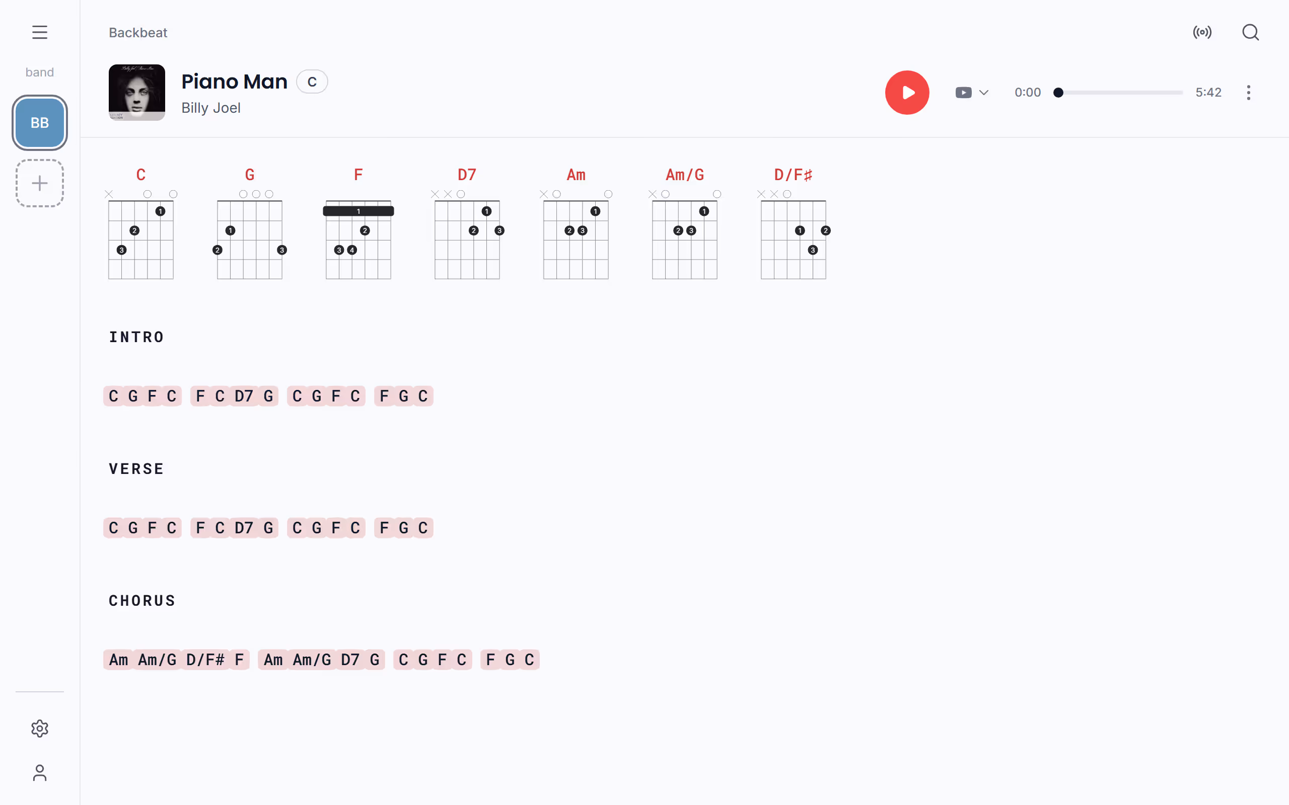 Change the key of a song (transpose), step by step in the Stage Friend app on a computer