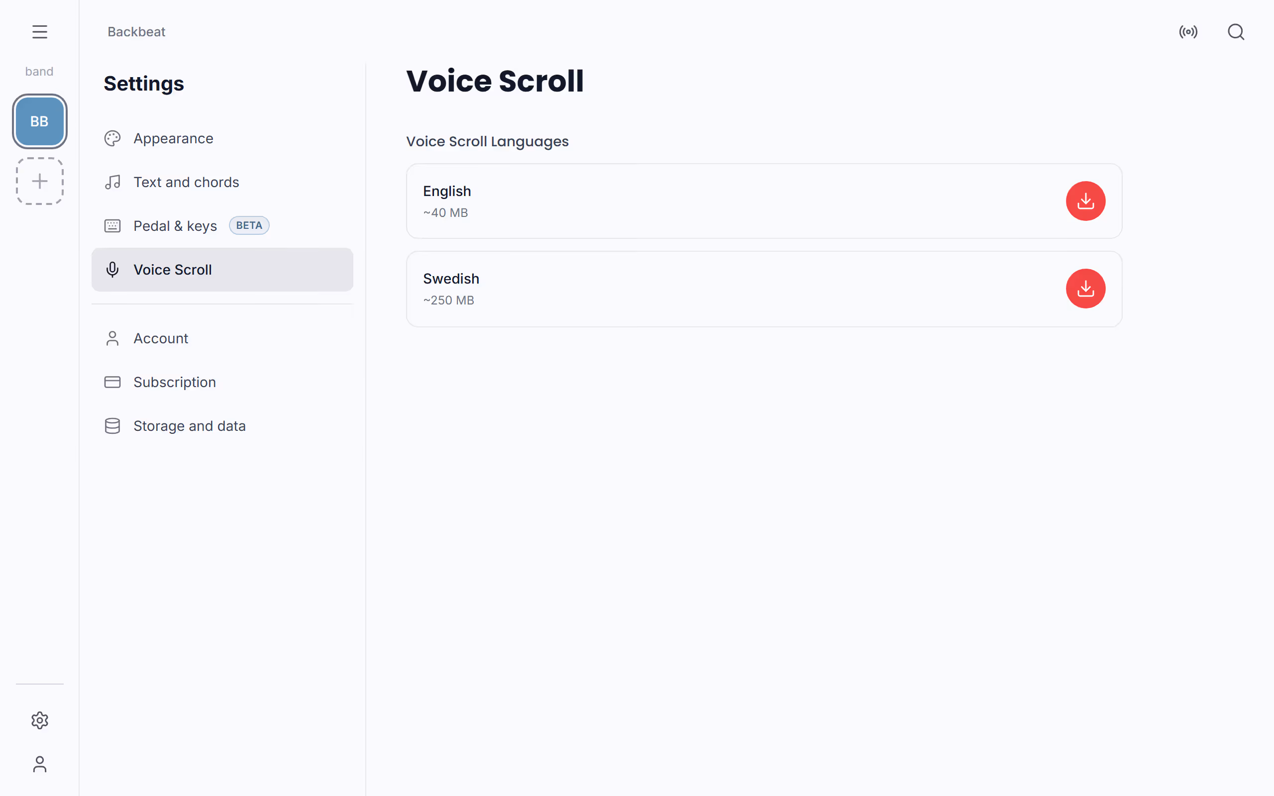 Set up Voice Scroll, step by step in the Stage Friend app on a computer